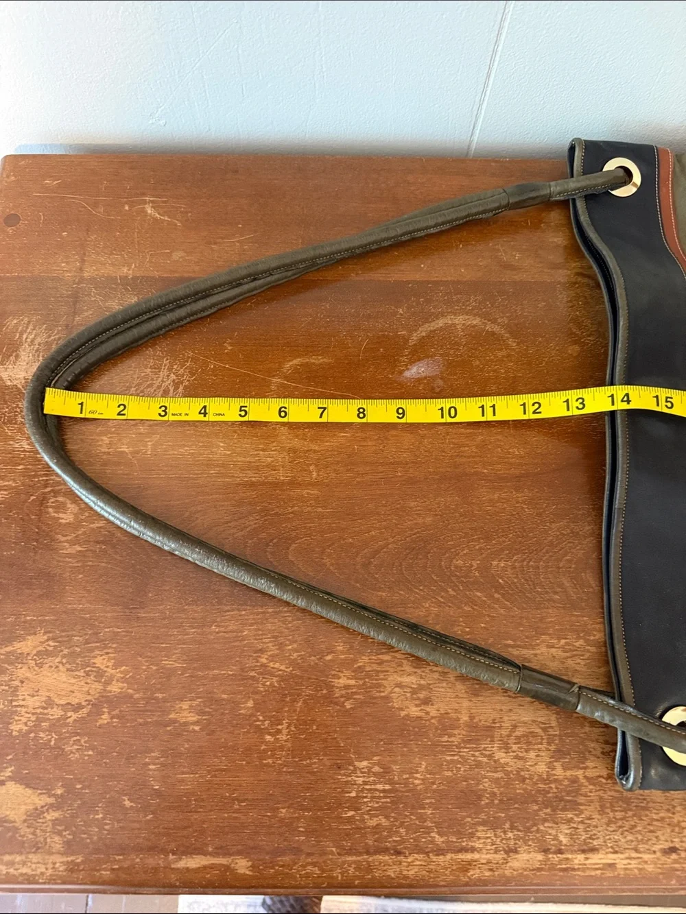 Etienne Aigner vintage bag Olive Green and Brown and black Leather Shoulder Bag